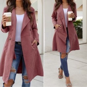 Waterfall collar double breasted trenchcoat